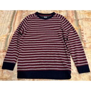 Mountain Hardwear Mens Pullover Sweater Maroon Striped Crew Neck Outdoor Medium
